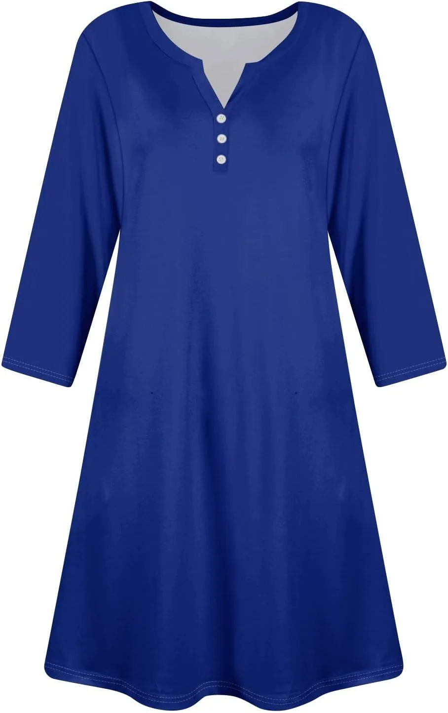 3/4 Sleeve Dress for Women Summer Fall Button Dwon V Neck Mini Dress Casual Loose A Line T Shirt Dresses with Pockets
