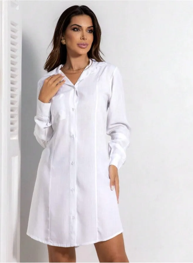 Bata Vestido Camisaria Manga Longa