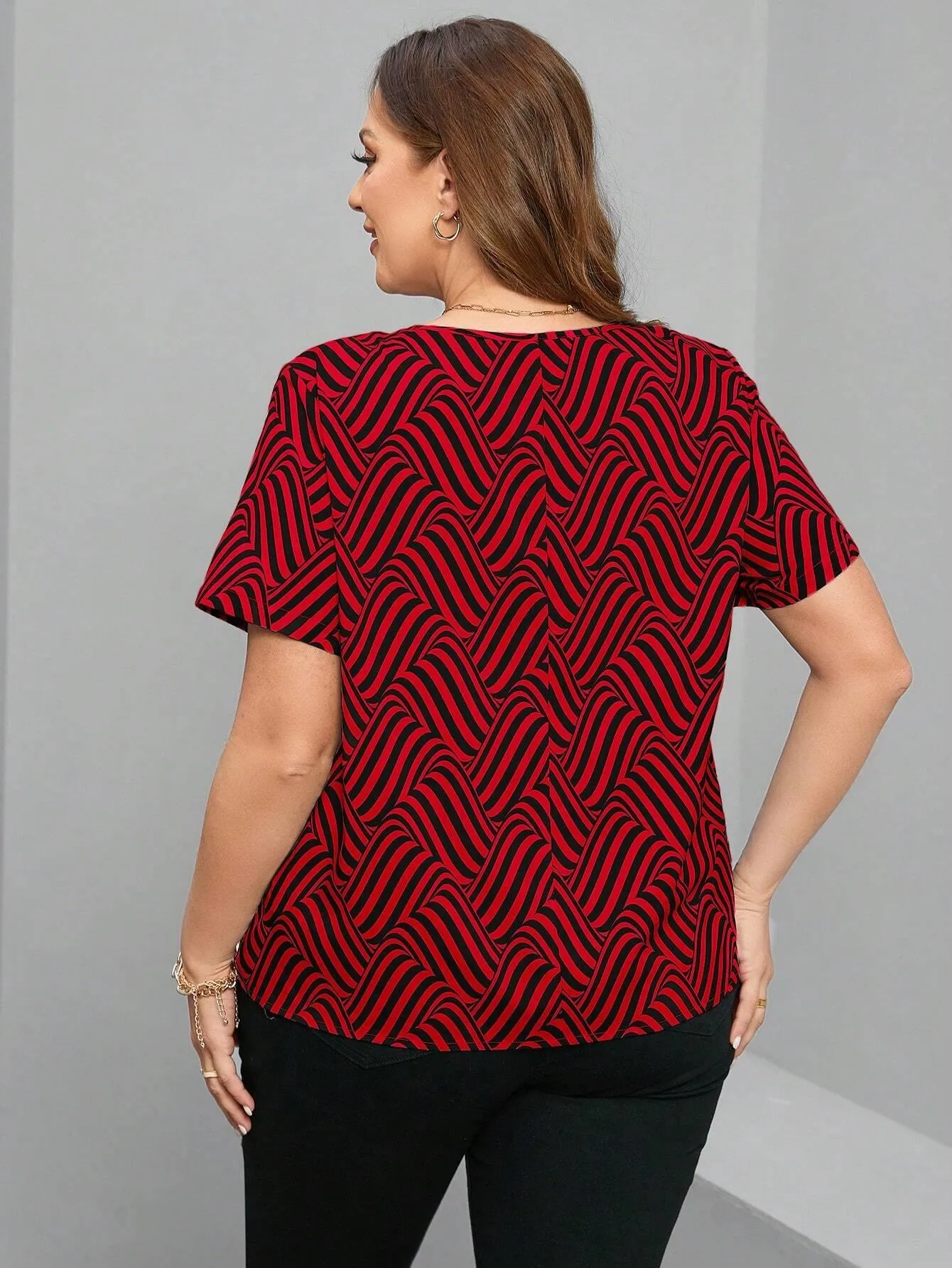 Camisa De Manga Curta Com Lapela Plus Size - Amelia