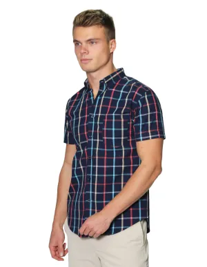 Camisas Para Hombre Manga Corta Cuadros Regular Fit B31256 Coral