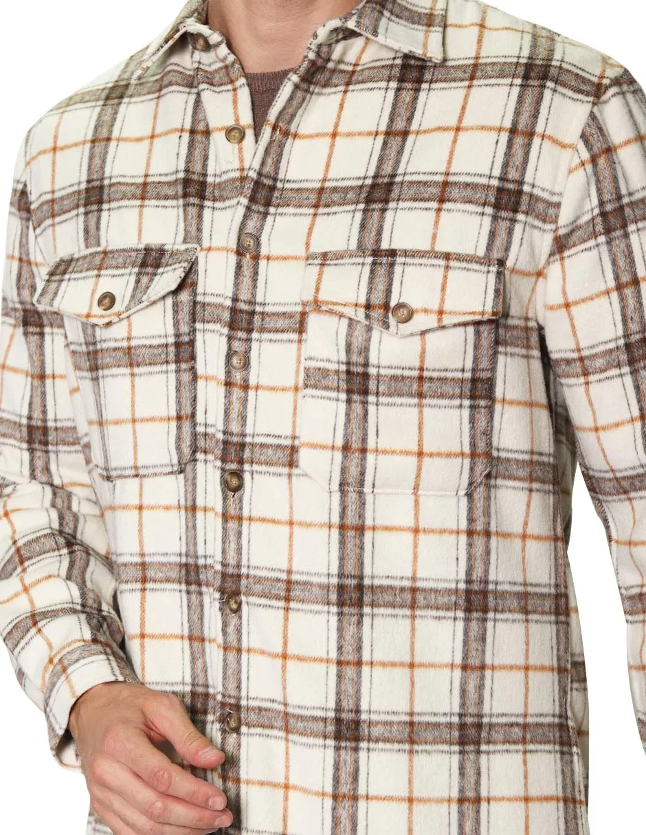 Camisolas Para Hombre Manga Larga Cuadros B35126 Beige