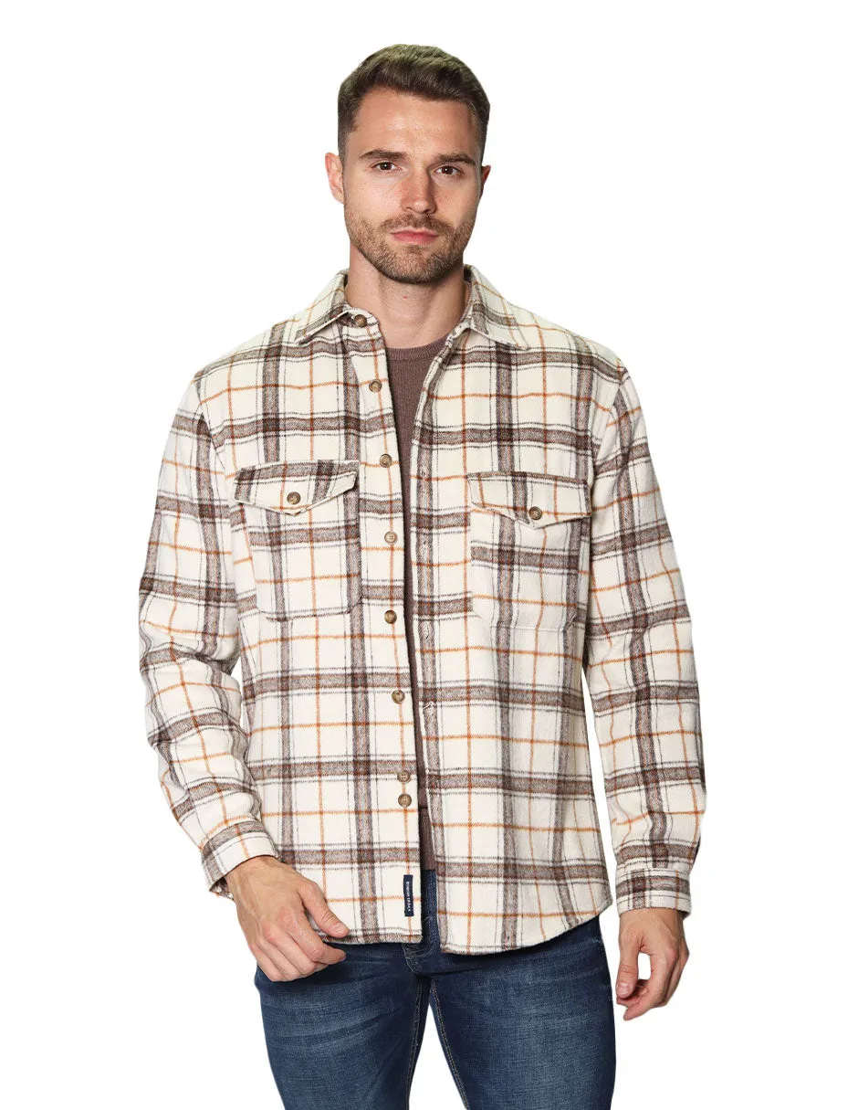 Camisolas Para Hombre Manga Larga Cuadros B35126 Beige