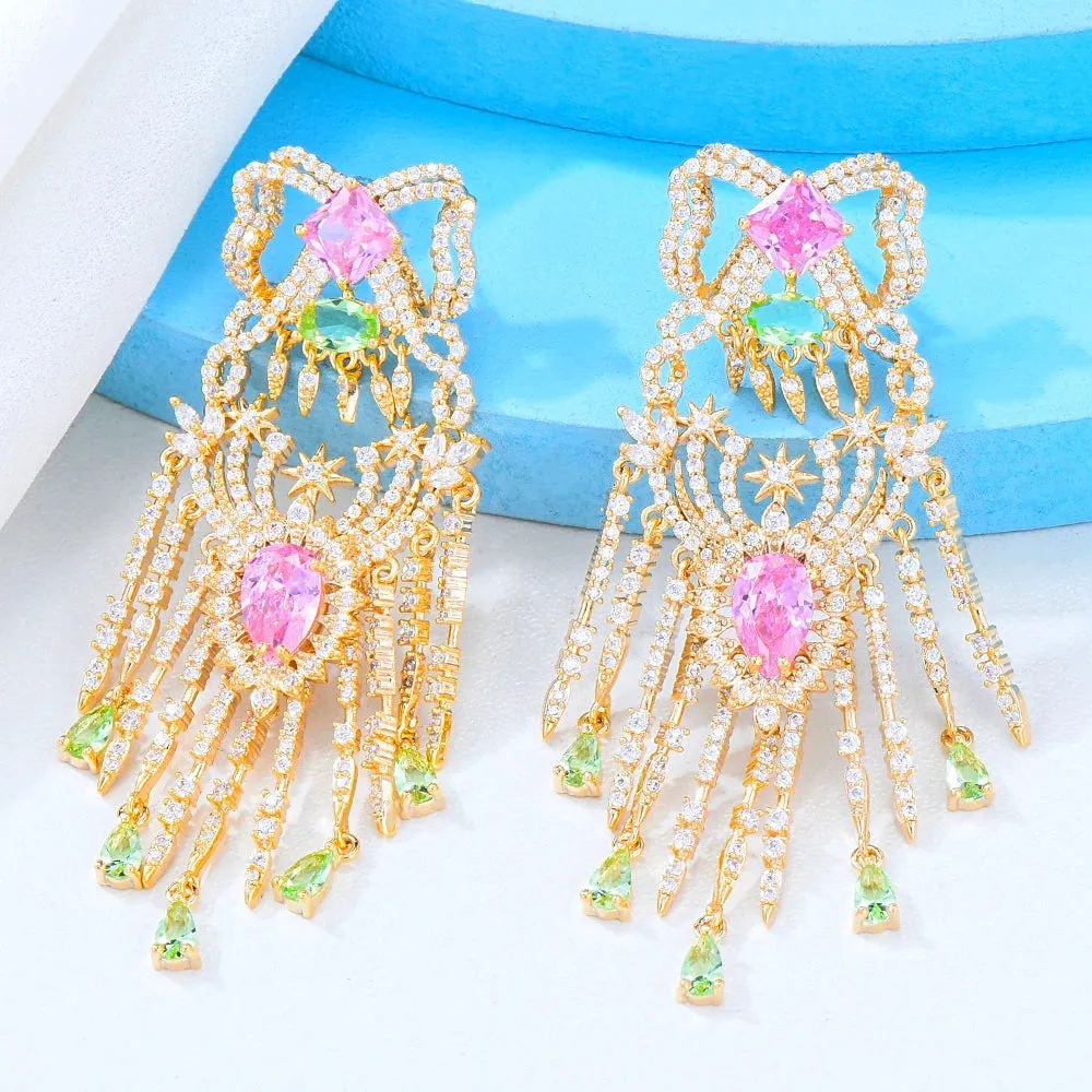 Dubai Luxury Gorgeous Tassel Pendant Earrings For Fashion Women Bridal Earring
