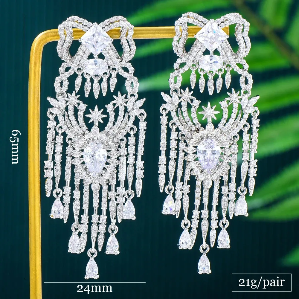 Dubai Luxury Gorgeous Tassel Pendant Earrings For Fashion Women Bridal Earring