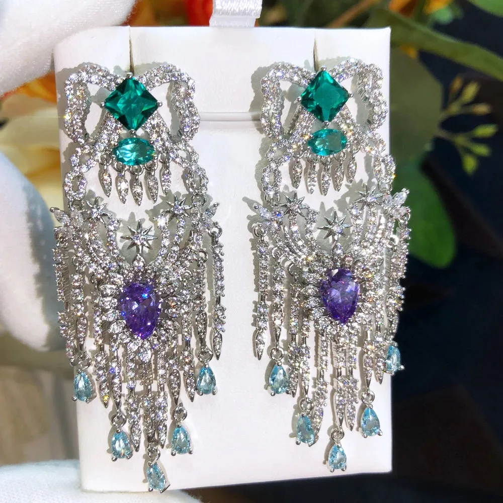 Dubai Luxury Gorgeous Tassel Pendant Earrings For Fashion Women Bridal Earring