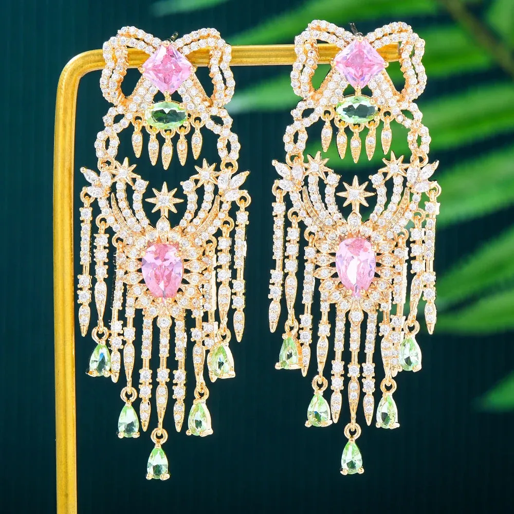Dubai Luxury Gorgeous Tassel Pendant Earrings For Fashion Women Bridal Earring