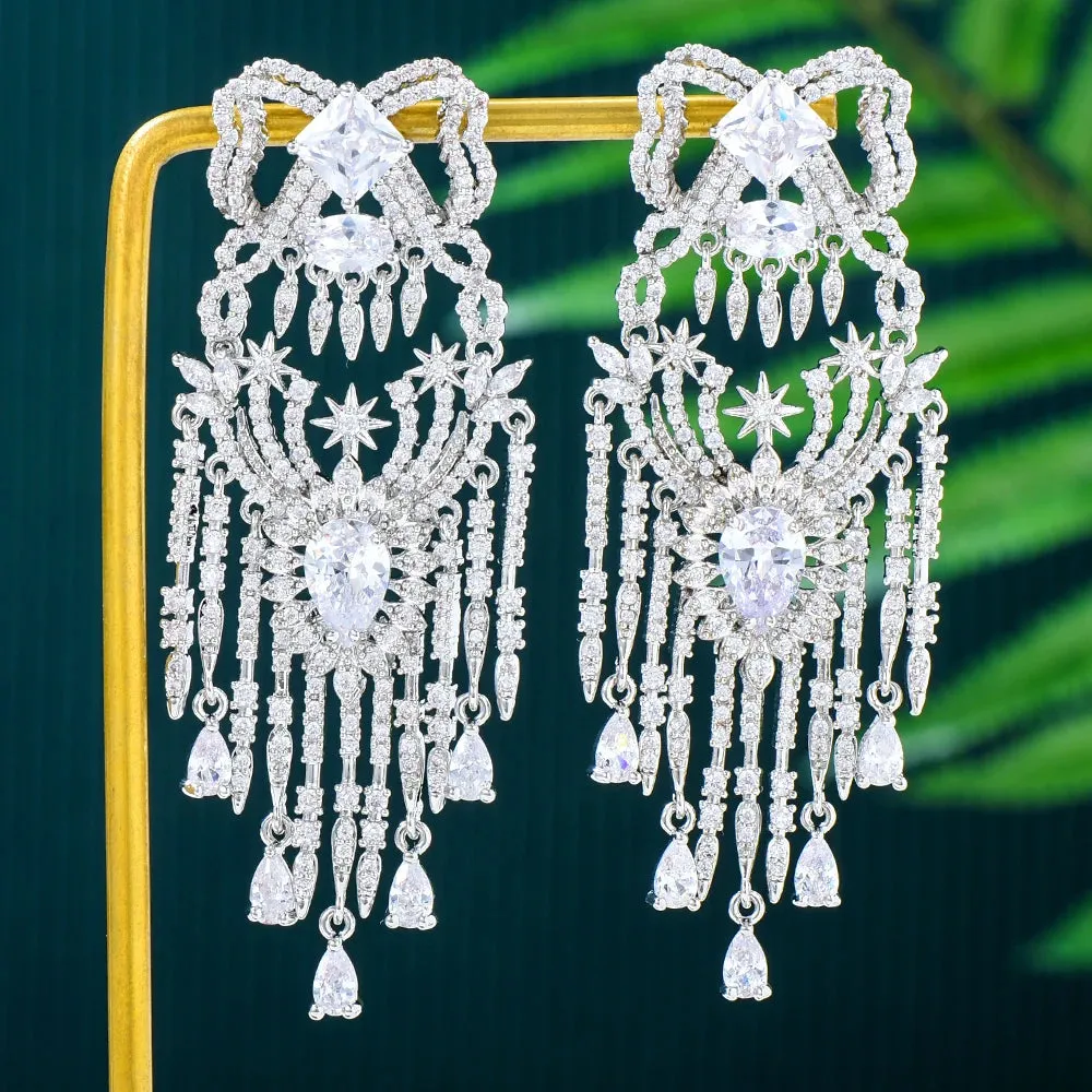 Dubai Luxury Gorgeous Tassel Pendant Earrings For Fashion Women Bridal Earring