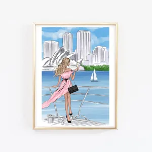 Girl in Sydney art print fashion illustration