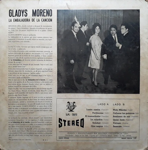 Gladys Moreno - Embajadora De La Cancion - LP