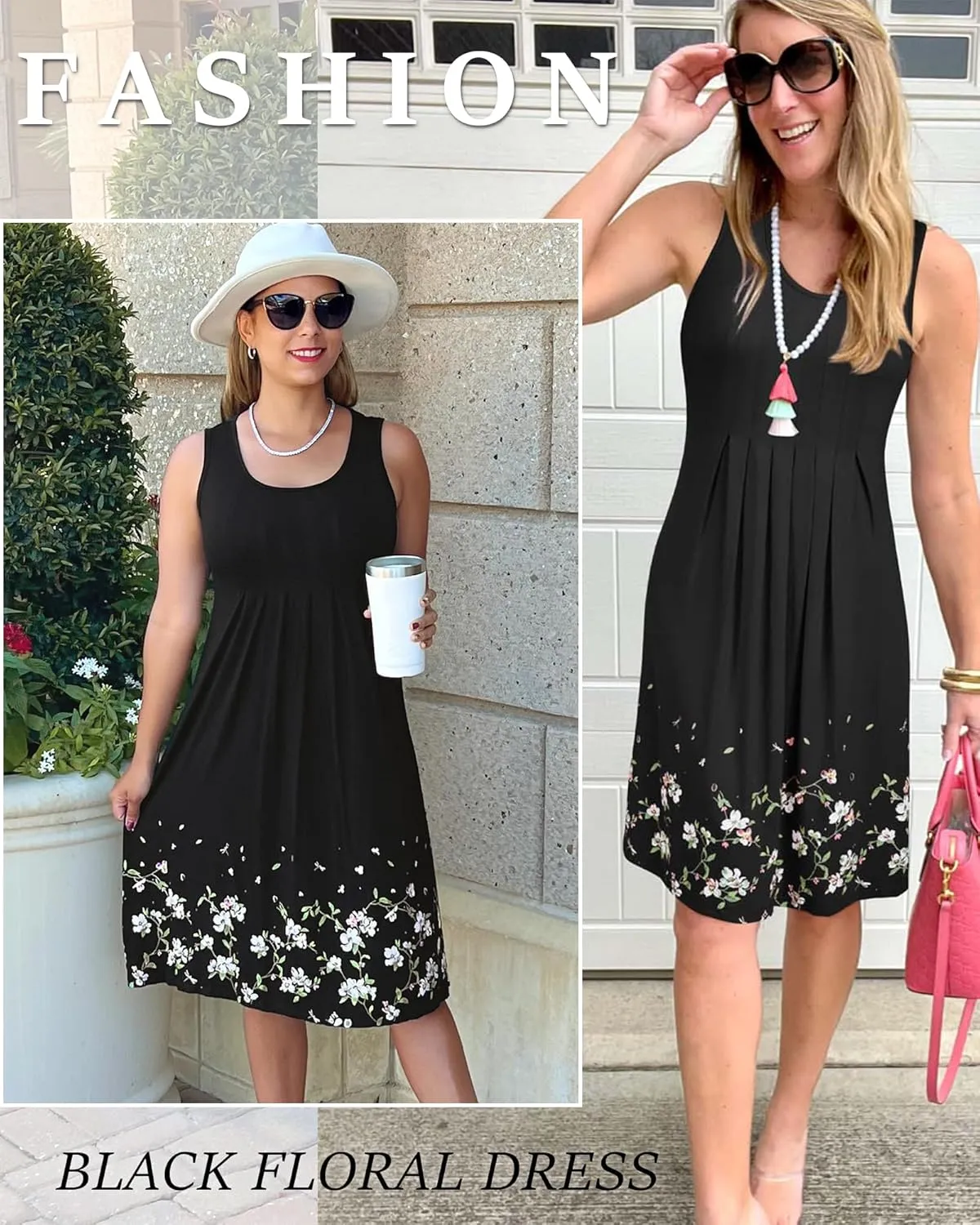 KILIG Womens Summer Dresses 2025 Casual Pleated Floral A-line Tank Sundress Beach Vacation Cruise Outfits