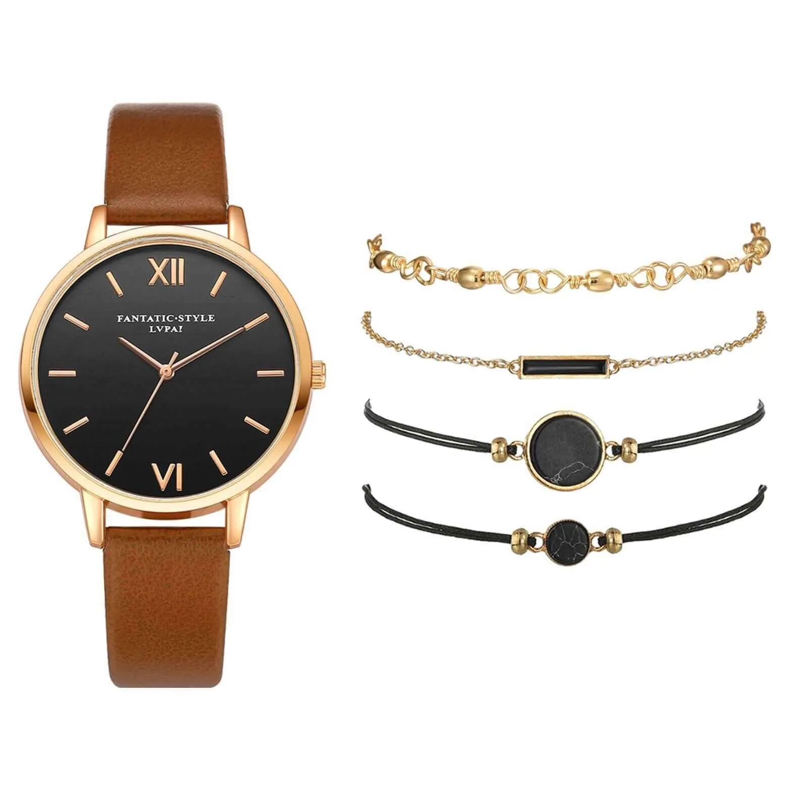 Luxury Bracelet Watch Set Ladies Quartz Watches For Women  Leather Casual WristWatch Clock Gift For Girlfriend Montre Femme F3