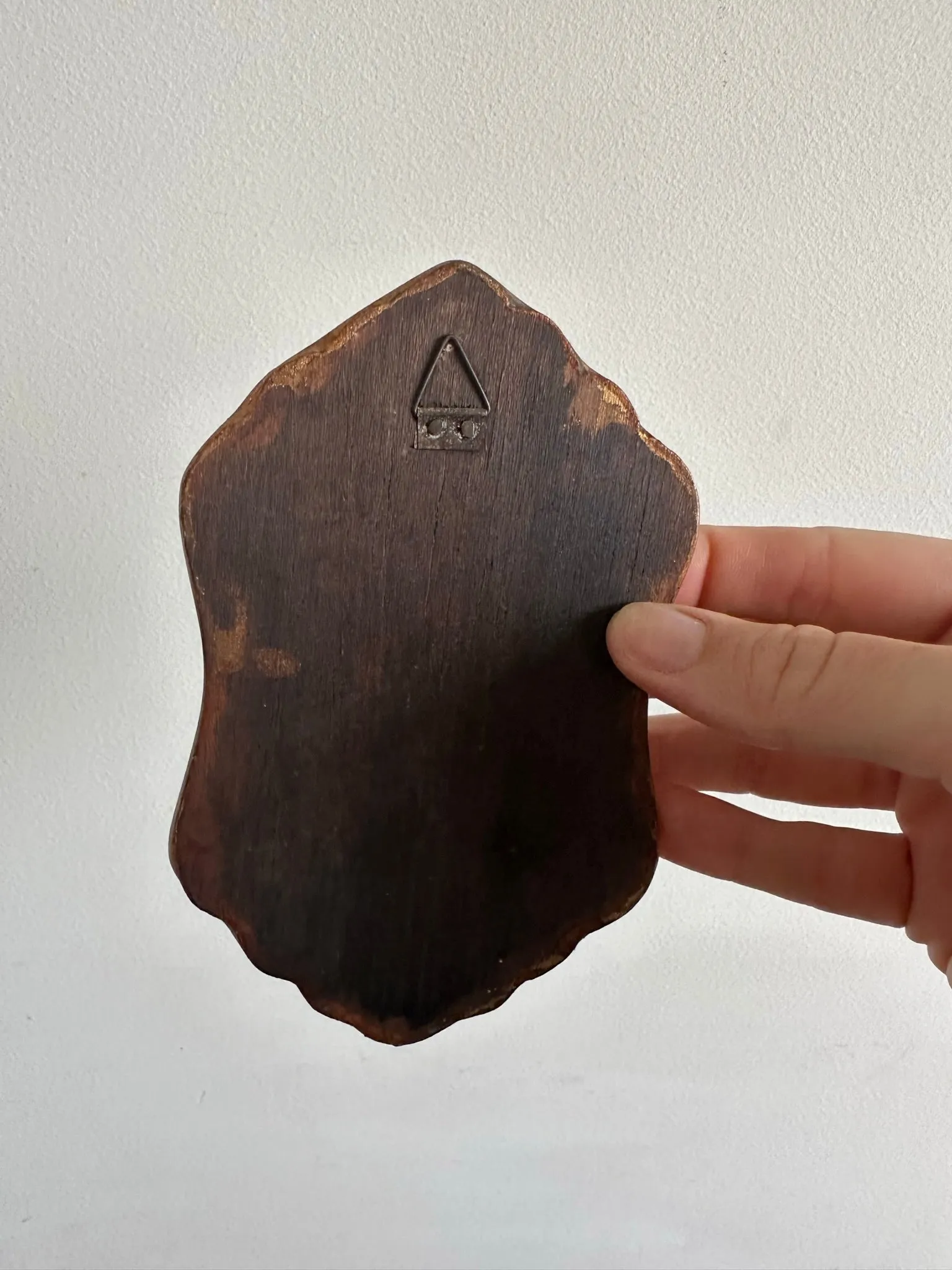 Miroir péruvien émaillé or et marron glacé