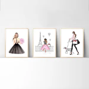 Paris inspired Set of 3 wall art prints