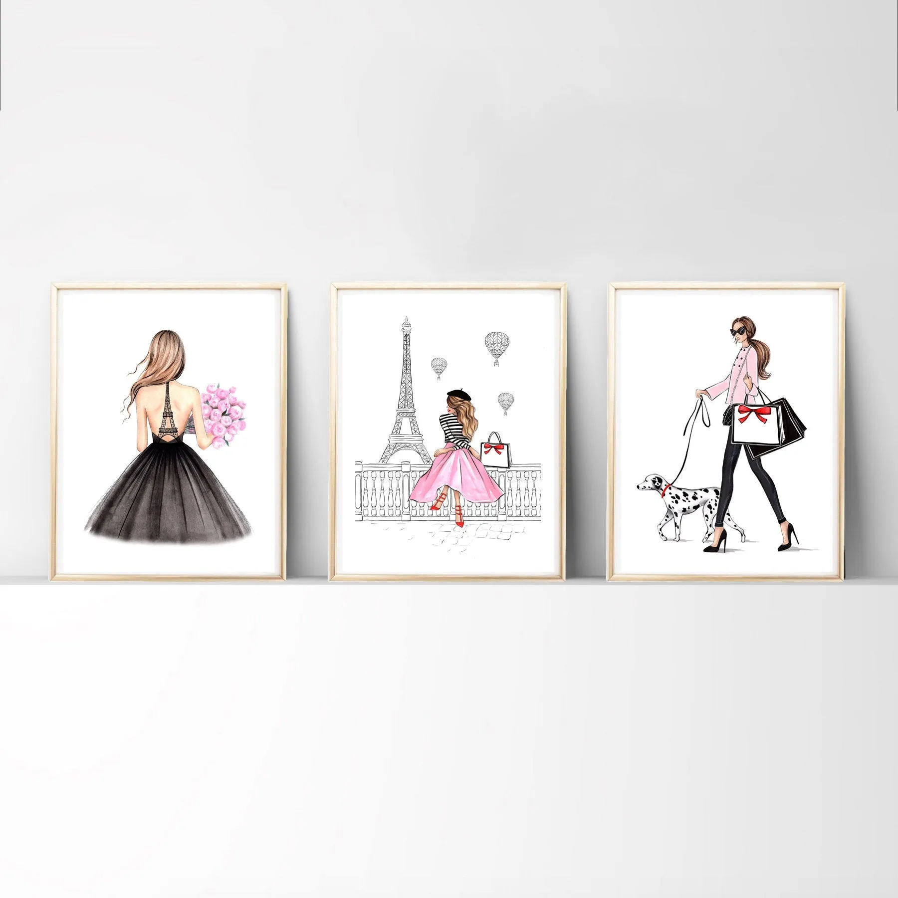 Paris inspired Set of 3 wall art prints