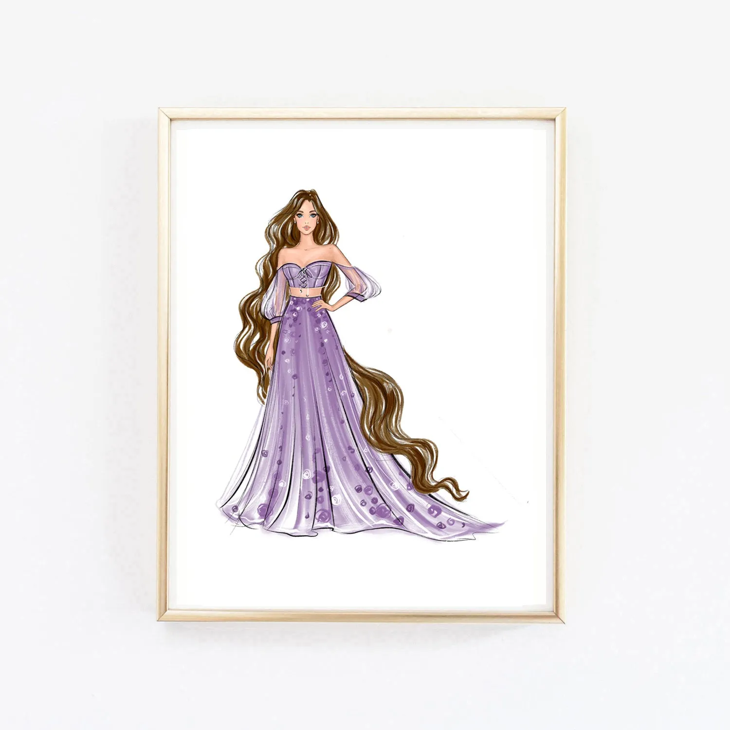 Rapunzel fashion princess art print fashion illustration