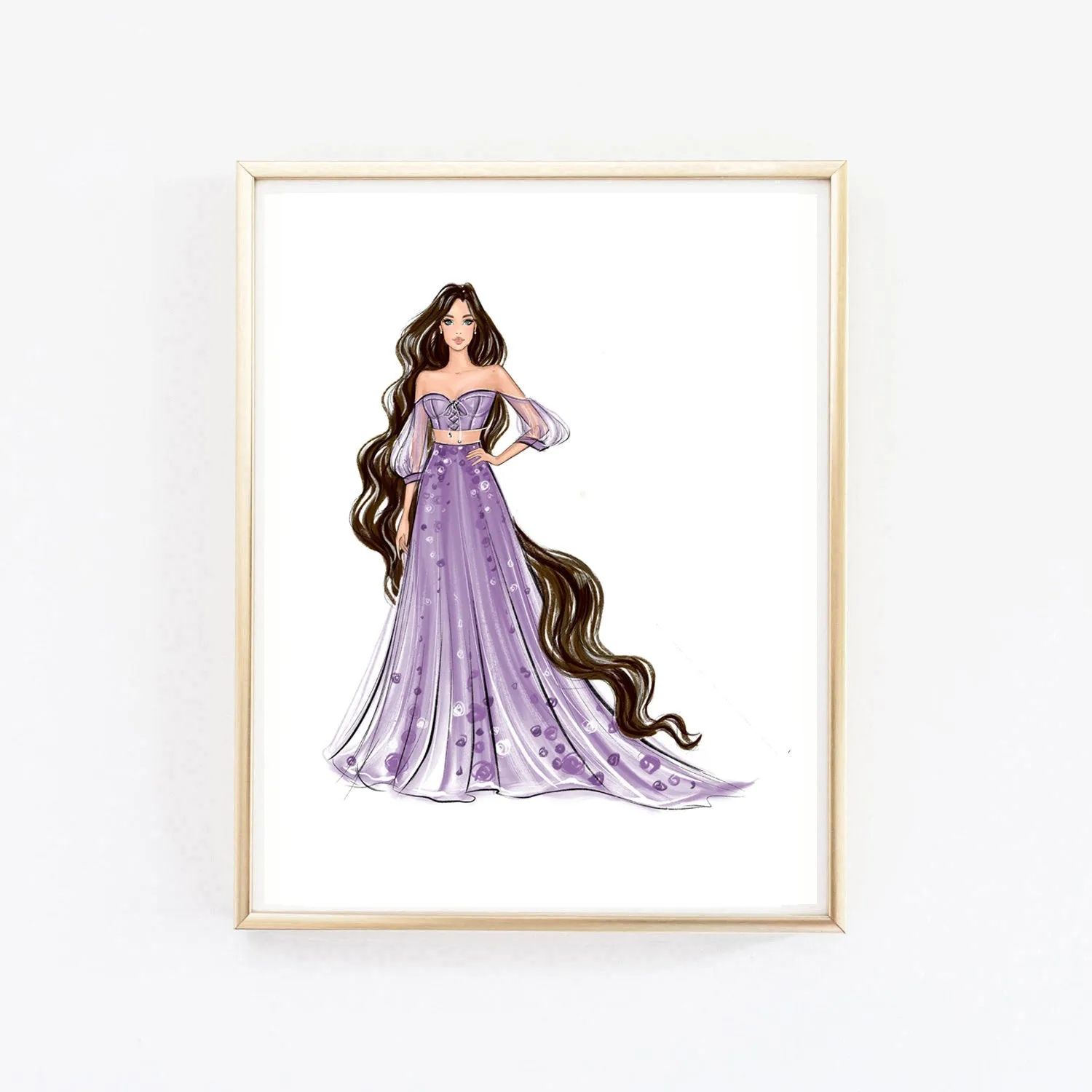 Rapunzel fashion princess art print fashion illustration