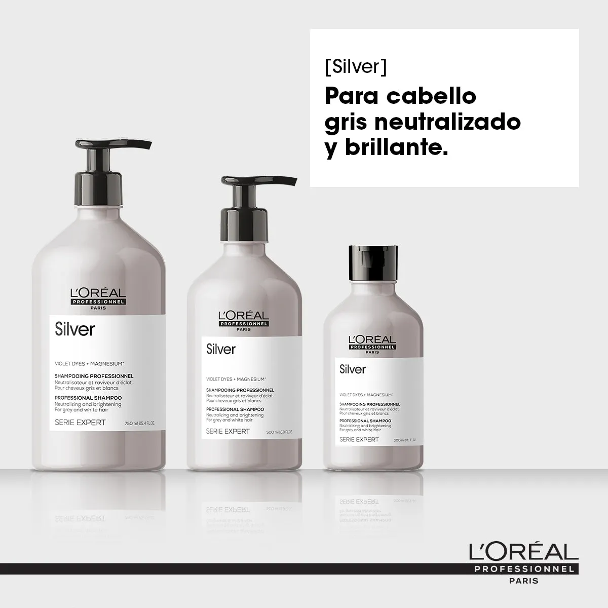 SERIE EXPERT SILVER SHAMPOO MATIZADOR PARA CABELLO PLATINADO 300 ML- L'ORÉAL PROFESSIONNEL PARIS