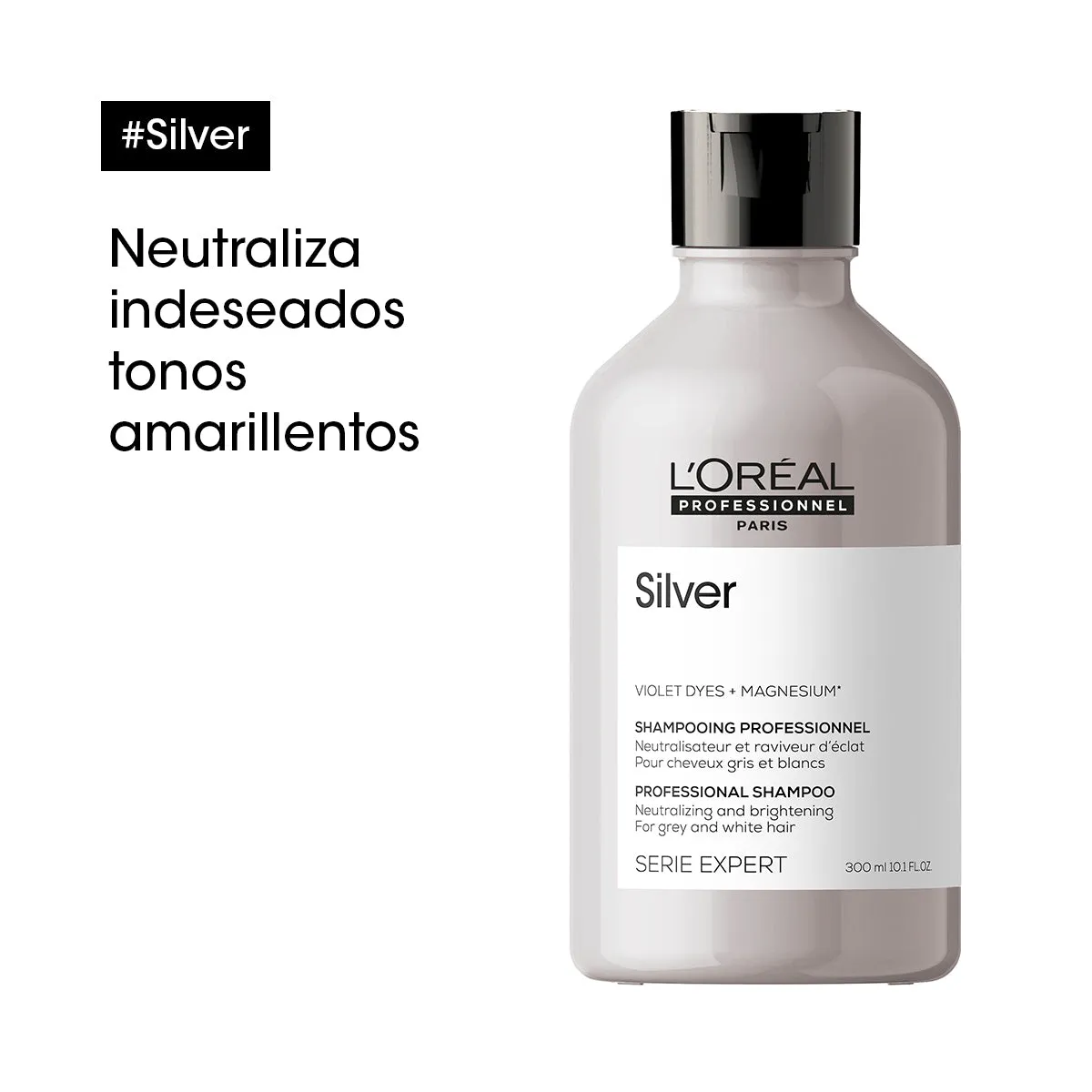 SERIE EXPERT SILVER SHAMPOO MATIZADOR PARA CABELLO PLATINADO 300 ML- L'ORÉAL PROFESSIONNEL PARIS
