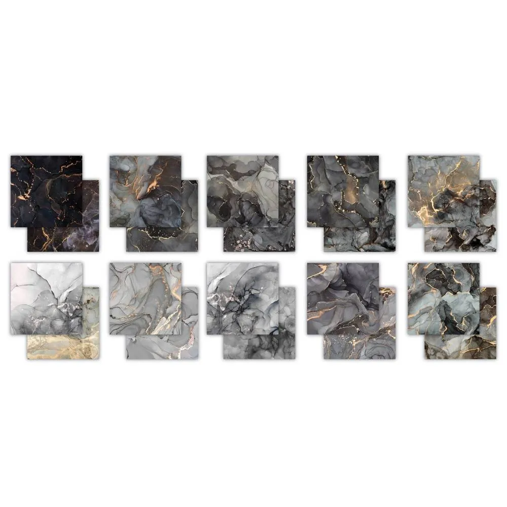 Set 30 Papeles Scrap 30x30 Ink Drops Monochrome Craft Consortium