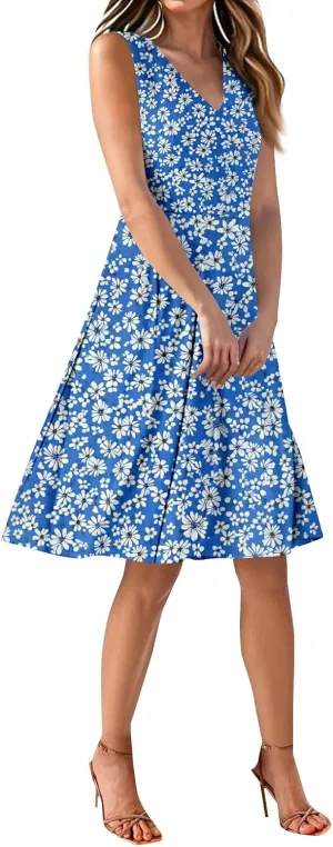 Summer Dresses for Women Casual Flowy Elegant Wedding Dress Ruffle Sleeveless Floral Dresses Sexy Midi Chiffon Dress