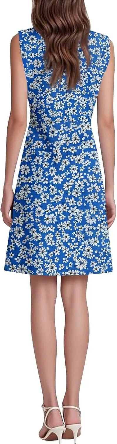 Summer Dresses for Women Casual Flowy Elegant Wedding Dress Ruffle Sleeveless Floral Dresses Sexy Midi Chiffon Dress