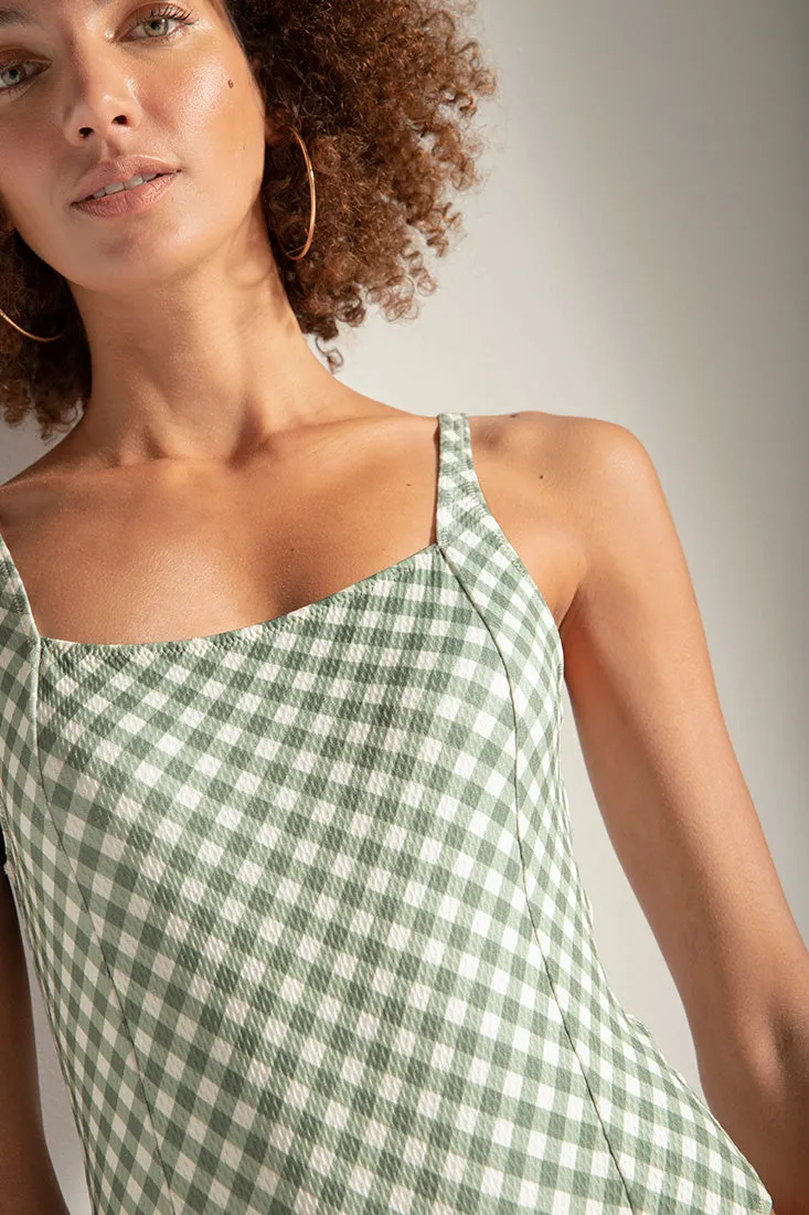Textured high leg one piece