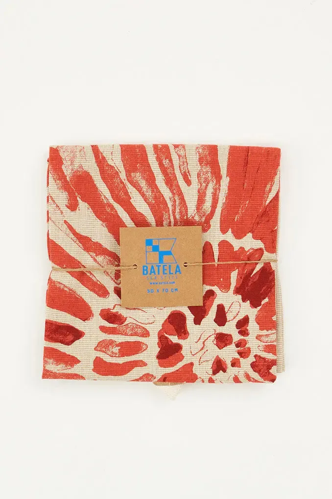 Trapo caracola roja en tejido Chambray