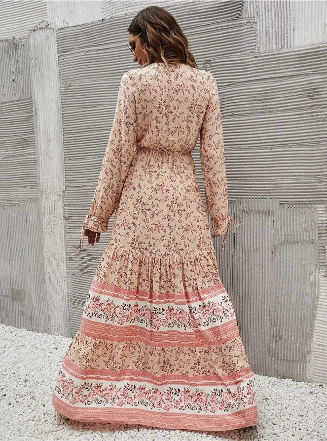 Vestido Longo Western Boho Manga Longa