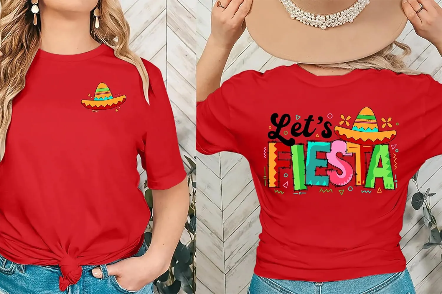 VVNTY Cinco De Mayo T Shirt for Women: Let's Fiesta Shirts Funny Mexican Party Tee Sombrero 5 De Mayo Graphic Tops