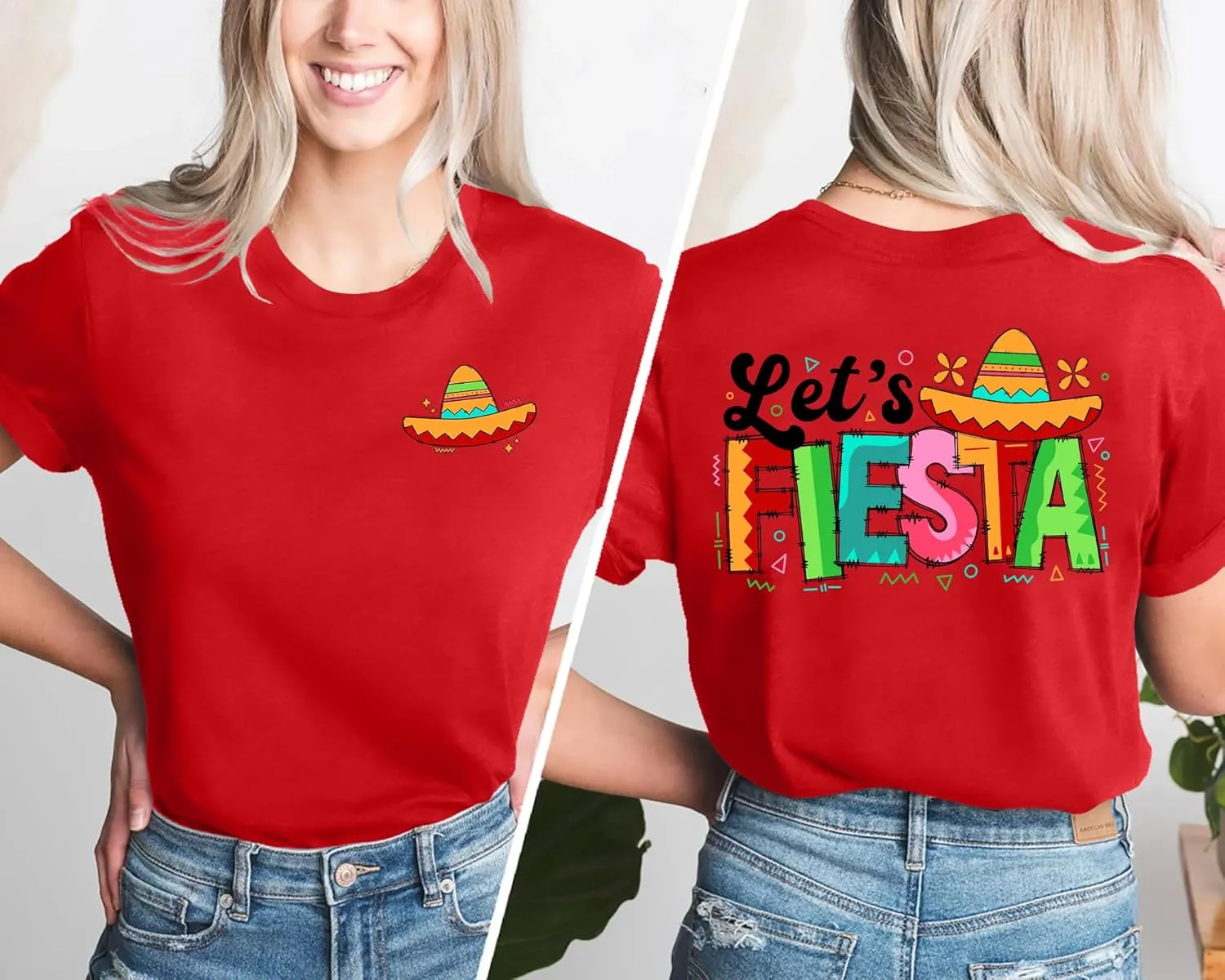 VVNTY Cinco De Mayo T Shirt for Women: Let's Fiesta Shirts Funny Mexican Party Tee Sombrero 5 De Mayo Graphic Tops