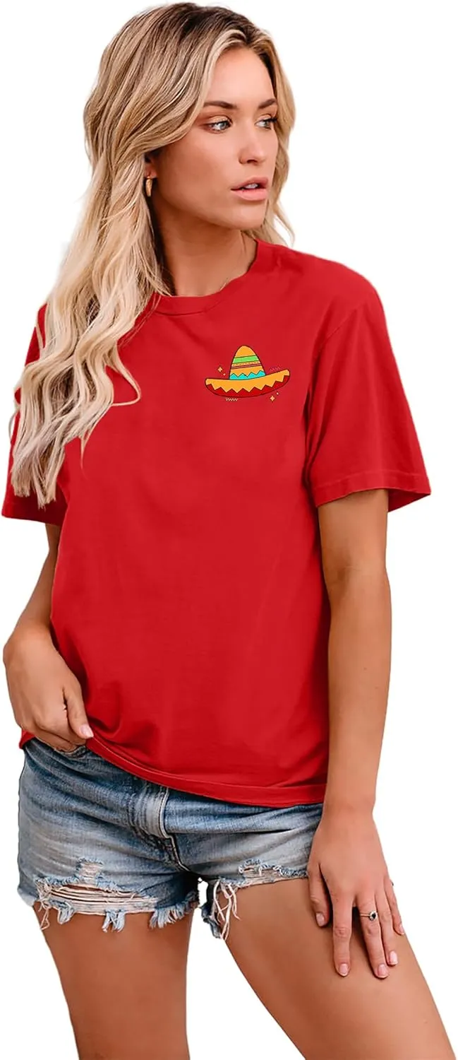 VVNTY Cinco De Mayo T Shirt for Women: Let's Fiesta Shirts Funny Mexican Party Tee Sombrero 5 De Mayo Graphic Tops