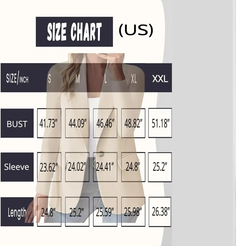 Women Business Casual Blazer With Lined,Professional Work Suit Jacket With PocketsLong Sleeve Button Open Front