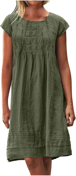 Women Cotton Linen Summer Dresses Casual Mini Short Dress Gauze Boho Dresses 2024 Trendy Vacation Clothing