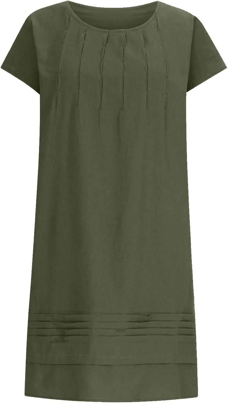 Women Cotton Linen Summer Dresses Casual Mini Short Dress Gauze Boho Dresses 2024 Trendy Vacation Clothing