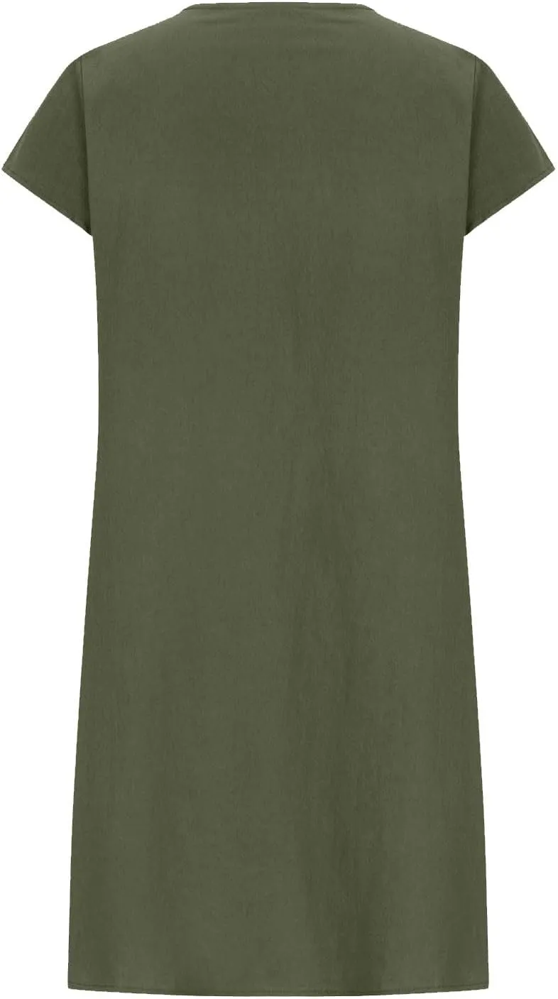Women Cotton Linen Summer Dresses Casual Mini Short Dress Gauze Boho Dresses 2024 Trendy Vacation Clothing
