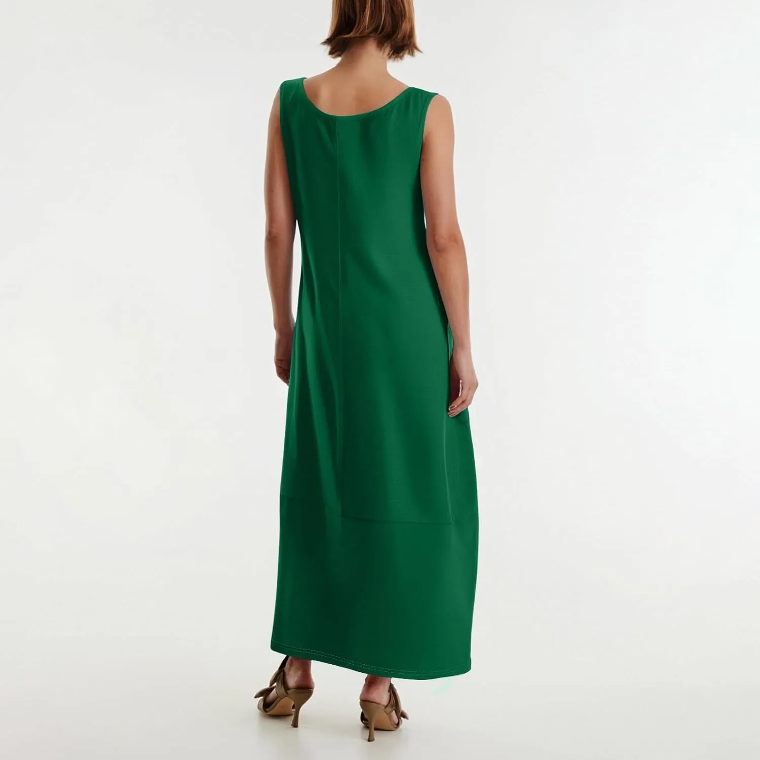 Women's Loose Casual Midi Cotton Dresses Sundress Sleeveless Beach Summer Trendy Tank Top Dress with Pockets
